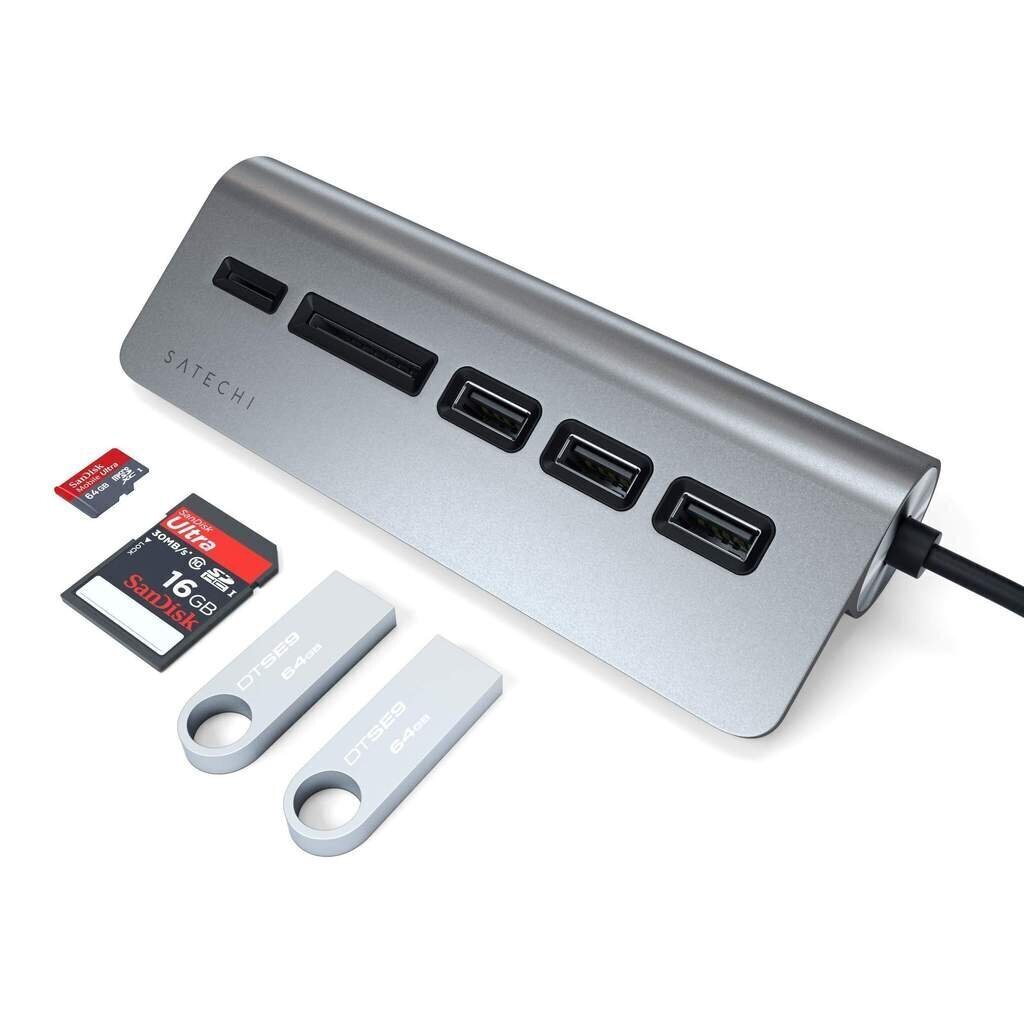 Satechi USB-C hubi + muistinkortinlukija hinta ja tiedot | Adapterit | hobbyhall.fi