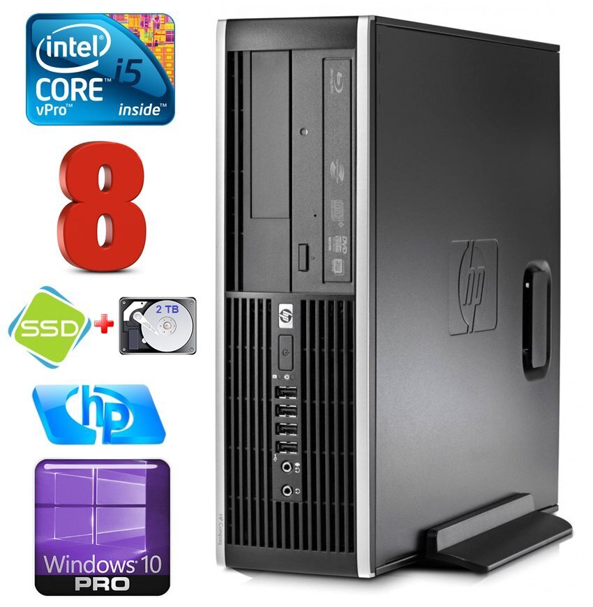 HP 8100 Elite SFF i5-650 8GB 120SSD + 2TB DVD WIN10Pro hinta ja tiedot | Pöytätietokoneet | hobbyhall.fi