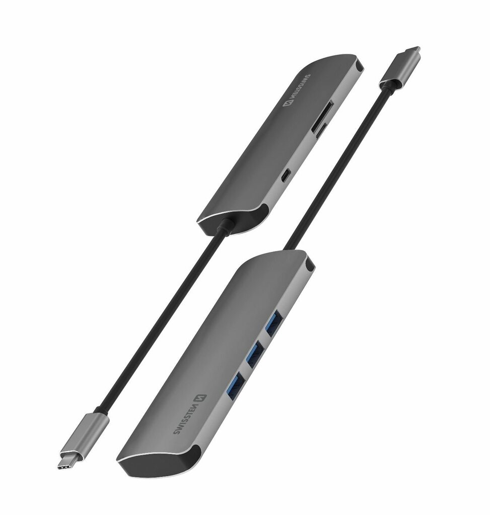 Swissten USB-C Hub 6in1 ja 3X USB 3.0 / 1X USB-C Power Delivery / 1X microSD / 1X SD / alumiinirunko hinta ja tiedot | Adapterit | hobbyhall.fi