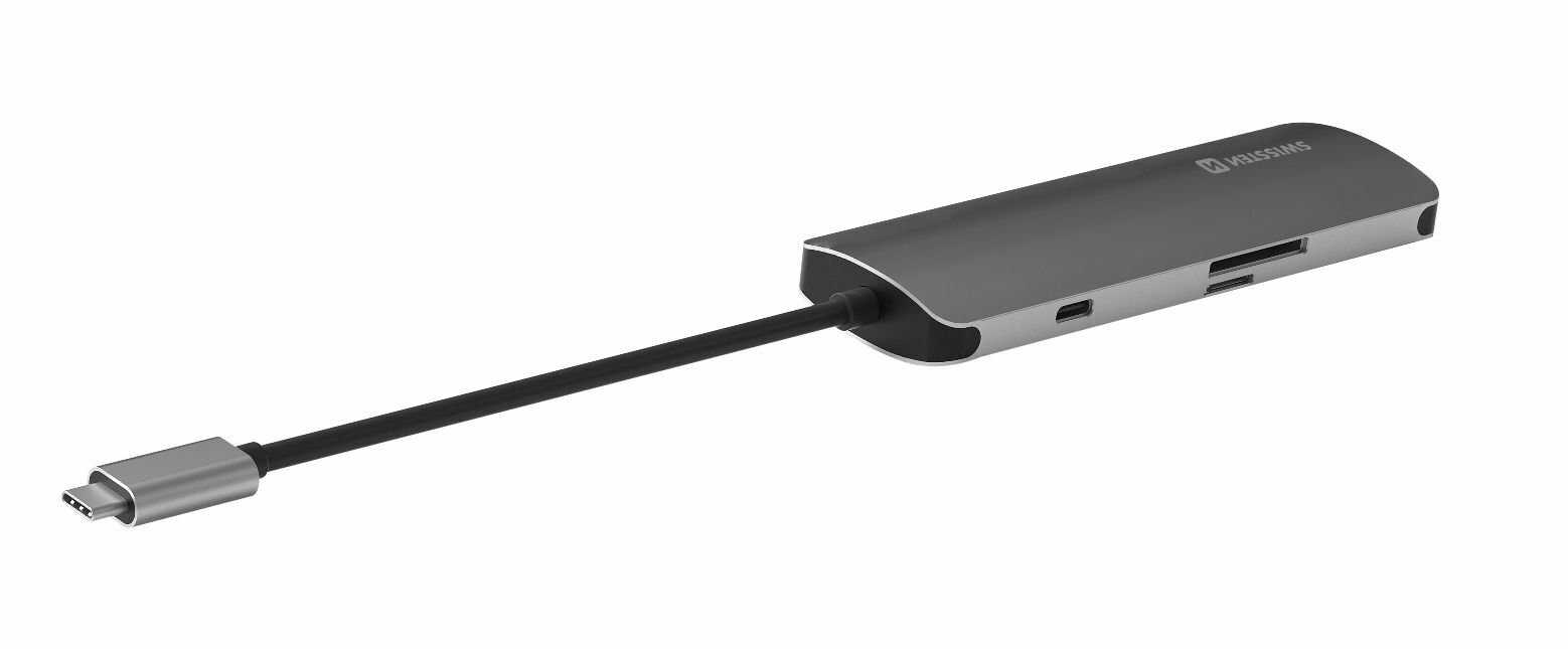 Swissten USB-C Hub 6in1 ja 3X USB 3.0 / 1X USB-C Power Delivery / 1X microSD / 1X SD / alumiinirunko hinta ja tiedot | Adapterit | hobbyhall.fi