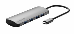 Swissten USB-C Hub 4in1, 4 USB 3.0 -porttia / alumiinirunko hinta ja tiedot | Adapterit | hobbyhall.fi