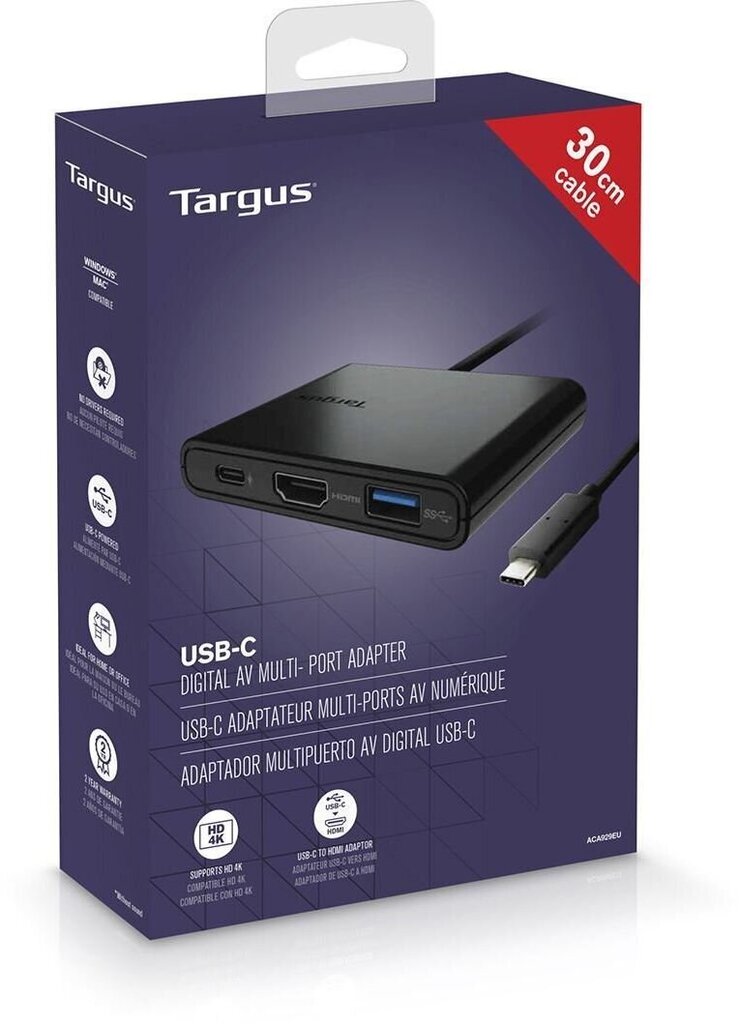 TARGUS USB-C Digital AV Multiport Adapte hinta ja tiedot | Adapterit | hobbyhall.fi