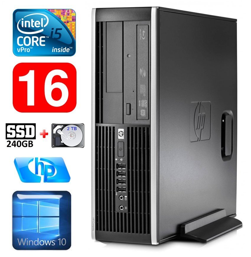 HP 8100 Elite SFF i5-650 16GB 240SSD+2TB DVD WIN10 hinta ja tiedot | Pöytätietokoneet | hobbyhall.fi