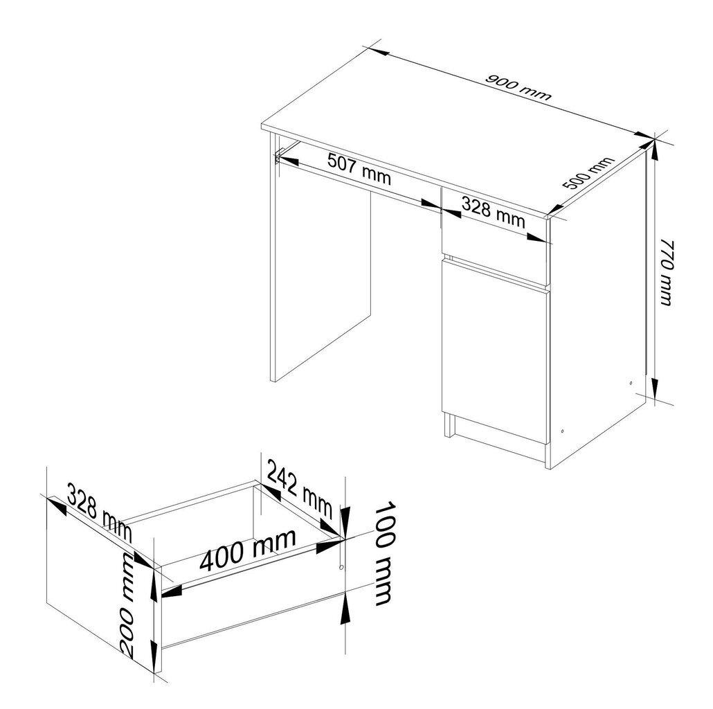 Työpöytä Piksel, harmaa hinta ja tiedot | Tietokonepöydät ja työpöydät | hobbyhall.fi