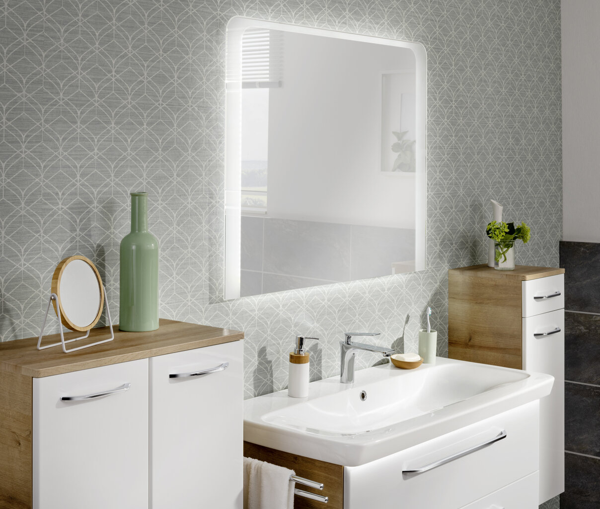 Kylpyhuoneen alakaappi Fackelmann Milano D-Midi 2T, vaaleanruskea/valkoinen hinta ja tiedot | Kylpyhuonekaapit | hobbyhall.fi