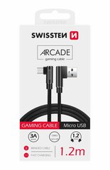 Swissten L Type Textile Universal Quick Charge 3.1 USB to micro USB Data and Charging Cable 1.2m Black hinta ja tiedot | Puhelinkaapelit | hobbyhall.fi