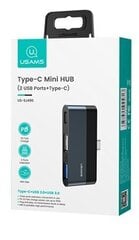 USAMS SJ490 USB-C-keskitin 2xUSB ja 1xUSB-C, musta hinta ja tiedot | Adapterit | hobbyhall.fi