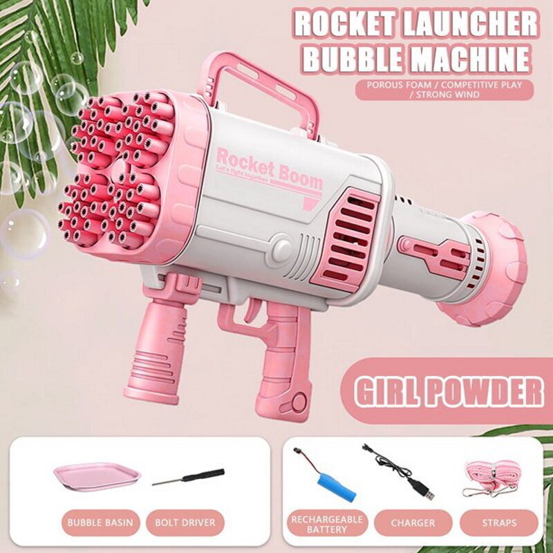 Riff Rocket Bazooka 64-reikäinen saippuakuplapyssy pullonpidikkeellä sisä- ja ulkoleikkeihin, vaaleanpunainen hinta ja tiedot | Hiekkalelut ja rantalelut | hobbyhall.fi