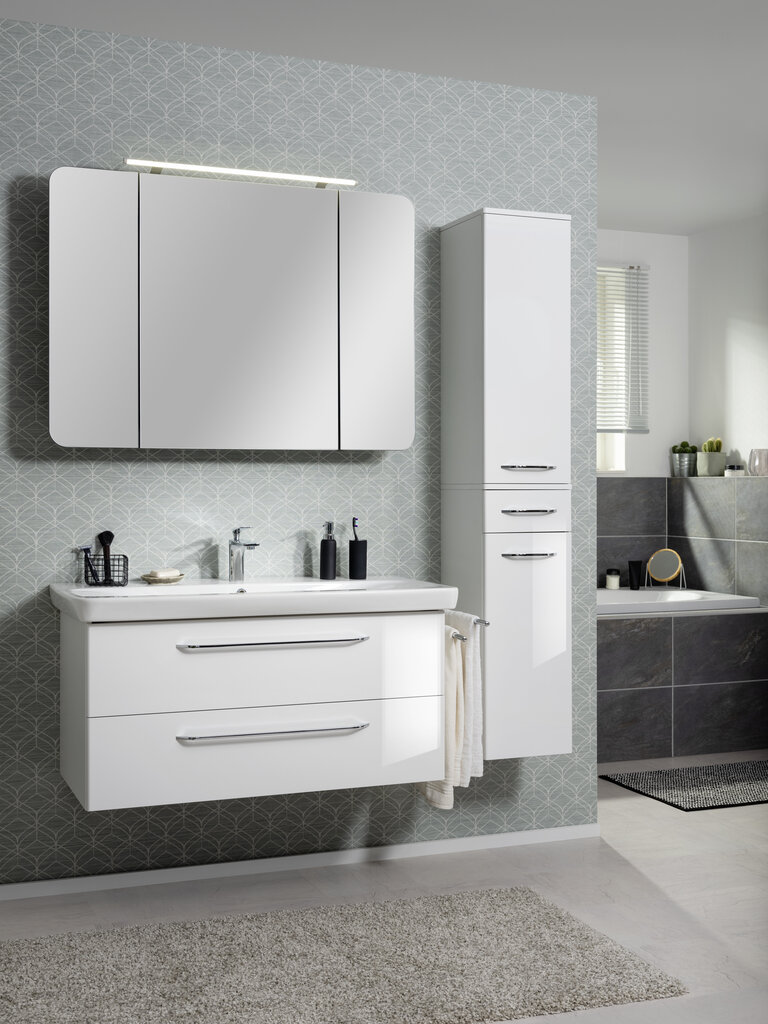 Korkea kylpyhuonekaappi Fackelmann Milano 2T1S, valkoinen hinta ja tiedot | Kylpyhuonekaapit | hobbyhall.fi