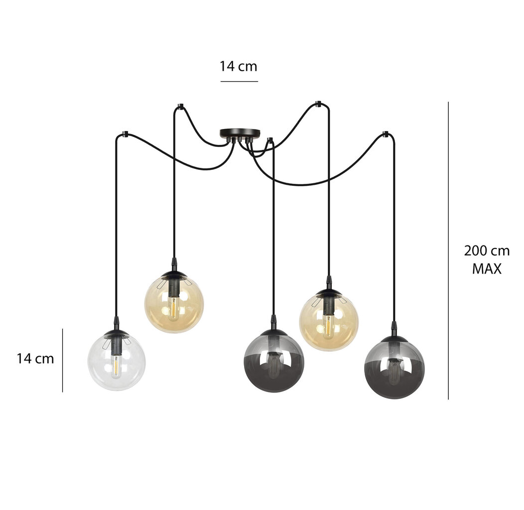 Emibig riippuvalaisin Gigi 5 musta / läpinäkyvä. hinta ja tiedot | Riippuvalaisimet | hobbyhall.fi