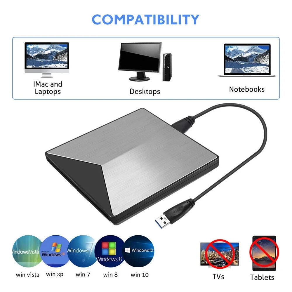 Ulkoinen CD-R/RW DVD-ROM -asema ja tallennin USB-liitännällä hinta ja tiedot | USB-sovittimet äänentoistoon | hobbyhall.fi