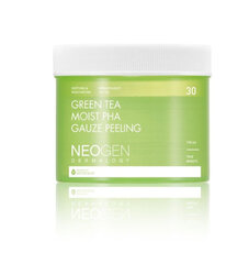 Kuorintatyynyt kosteuttavalla vaikutuksella Neogen Dermalogy Green Tea Moist PHA Gauze Peeling, 30 kpl. hinta ja tiedot | Kasvojen puhdistusaineet | hobbyhall.fi