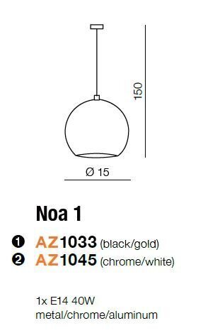 Azzardo riippuvalaisin Noa 1 musta / kulta hinta ja tiedot | Riippuvalaisimet | hobbyhall.fi