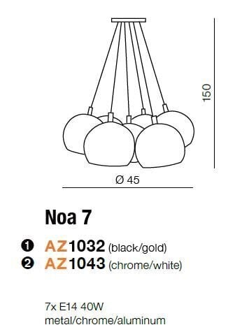 Azzardo riippuvalaisin Noa 7 kromi / valkoinen hinta ja tiedot | Riippuvalaisimet | hobbyhall.fi