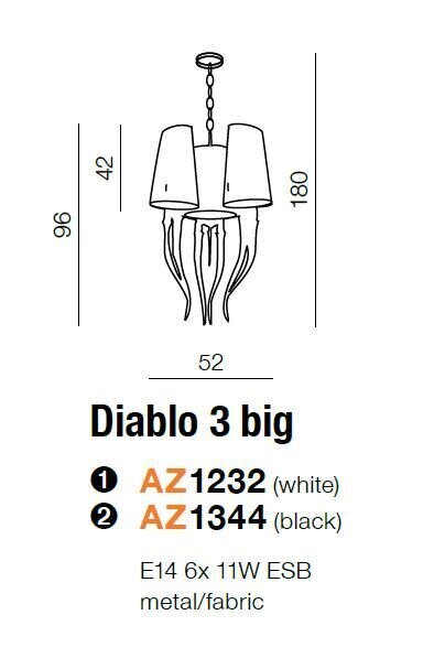 Riippuvalaisin Azzardo Diablo 3 Big White hinta ja tiedot | Riippuvalaisimet | hobbyhall.fi