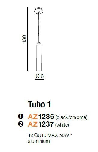 Riippuvalaisin Azzardo Tubo 1 musta / kromi hinta ja tiedot | Riippuvalaisimet | hobbyhall.fi