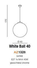 Riippuvalaisin Azzardo White Ball 40 AZ1328 hinta ja tiedot | Riippuvalaisimet | hobbyhall.fi