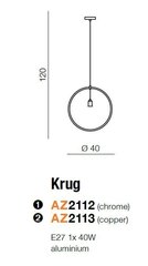 Azzardo Krug AZ2112 riippuvalaisin hinta ja tiedot | Riippuvalaisimet | hobbyhall.fi