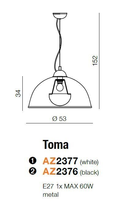 Azzardo Toma AZ2376 Riippuvalaisin hinta ja tiedot | Riippuvalaisimet | hobbyhall.fi