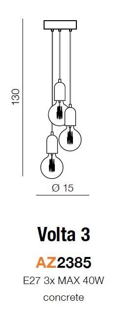 Riippuvalaisin Azzardo Volta 3 AZ2385 hinta ja tiedot | Riippuvalaisimet | hobbyhall.fi