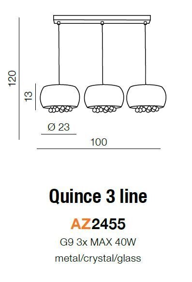 Azzardo riippuvalaisin Quince 3 AZ2455  hinta ja tiedot | Riippuvalaisimet | hobbyhall.fi