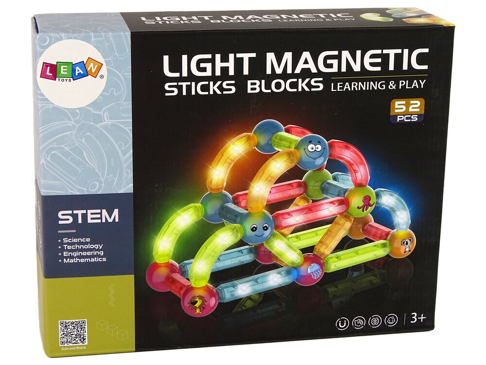 Magneettinen rakennussarja LeanToys, 52 kpl. hinta ja tiedot | LEGOT ja rakennuslelut | hobbyhall.fi