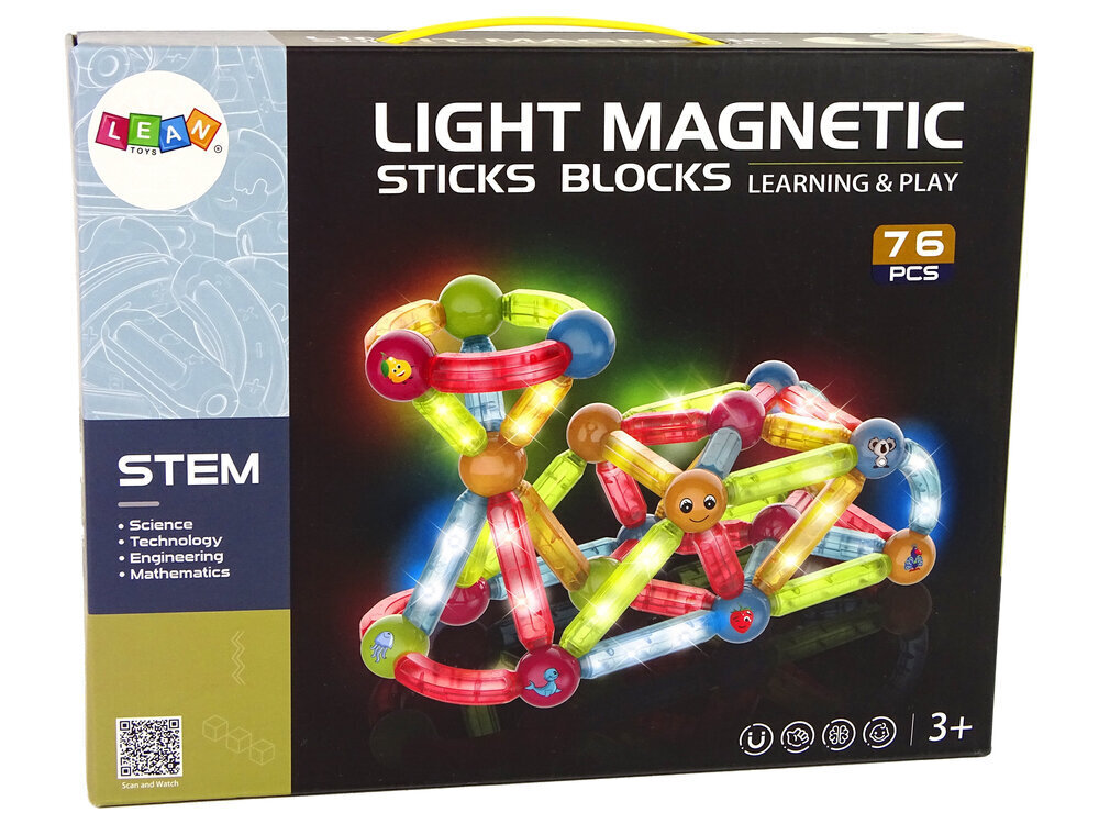 Magneettinen rakennussarja LeanToys, 76 osaa hinta ja tiedot | LEGOT ja rakennuslelut | hobbyhall.fi