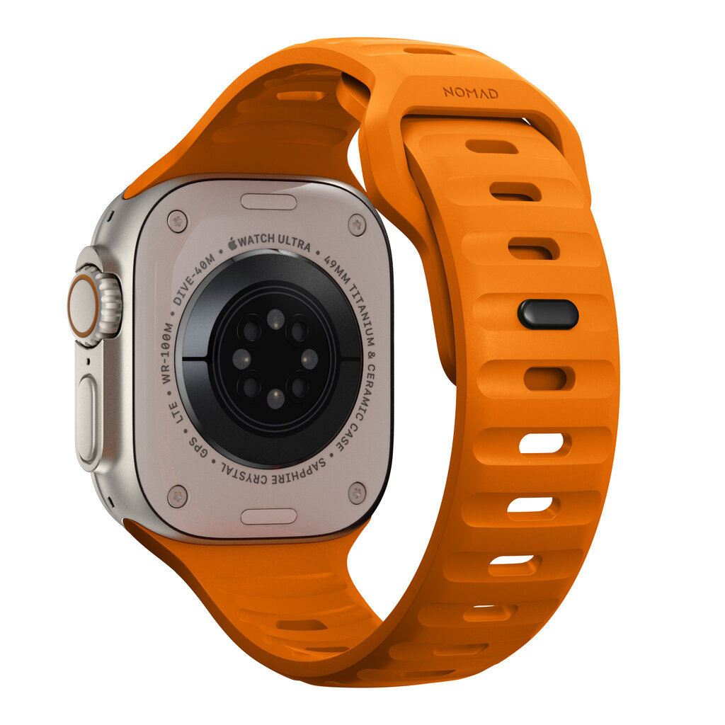 Nomad Sport Strap M/L, blaze - Apple Watch Ultra, Series 8, 7 (45mm), Series 5, 6, SE (44mm) hinta ja tiedot | Älykellojen ja aktiivisuusrannekkeiden lisätarvikkeet | hobbyhall.fi