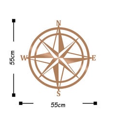 Seinäkoriste Compass, metallinen, 55 x 55 cm, ruskea hinta ja tiedot | Sisustustuotteet | hobbyhall.fi