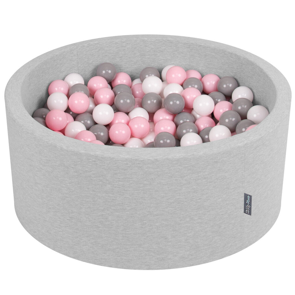 KiddyMoon pehmeä pallomeri pyöreä 90x40cm/300 pallot ∅ 7cm , vaaleanharmaa hinta ja tiedot | Vauvan lelut | hobbyhall.fi