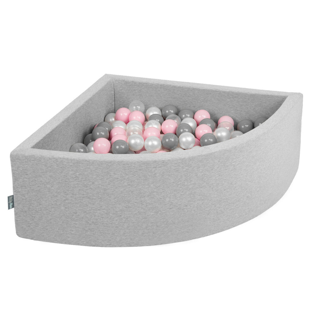 KiddyMoon pehmeä pallomeri neljännes kulmikas 90x30cm/200 palloa ∅ 7cm , vaalean harmaa hinta ja tiedot | Vauvan lelut | hobbyhall.fi