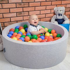 KiddyMoon 90x30cm/200 palloa ∅ 7cm pallomeri, tummanharmaa: keltainen/vihreä/sininen/punainen/oranssi. hinta ja tiedot | Vauvan lelut | hobbyhall.fi
