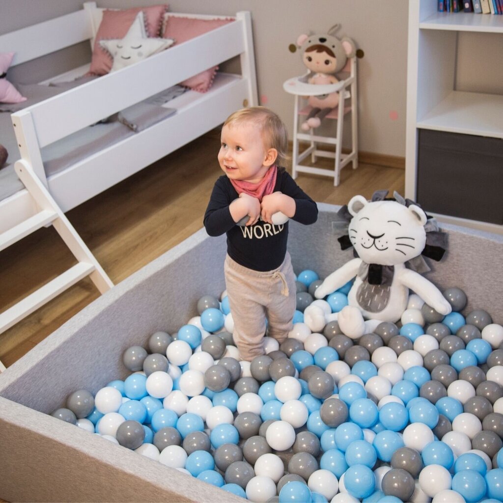 KiddyMoon neliön muotoinen palloallas 120x30cm/ei palloja, valmistettu EU:ssa, tummanharmaa hinta ja tiedot | Vauvan lelut | hobbyhall.fi