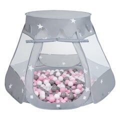 Selonis leikkiteltta pallomeri 105x90cm/100 pallot, harmaa:valkoinen/harmaa/puuteri vaaleanpunainen hinta ja tiedot | Selonis Lapset | hobbyhall.fi