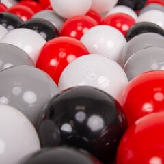 KiddyMoon 100 ∅ 7cm/2.75in pehmeät muoviset leikkipallot , harmaa/valkoinen/punainen/musta. hinta ja tiedot | Vauvan lelut | hobbyhall.fi