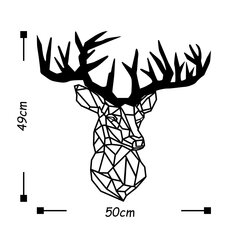 Seinäkoriste Deer, metallinen, 50 x 49 cm, musta hinta ja tiedot | Sisustustuotteet | hobbyhall.fi