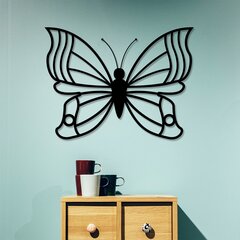 Seinäkoriste Butterfly, metallinen, 60 x 45 cm, musta hinta ja tiedot | Sisustustuotteet | hobbyhall.fi