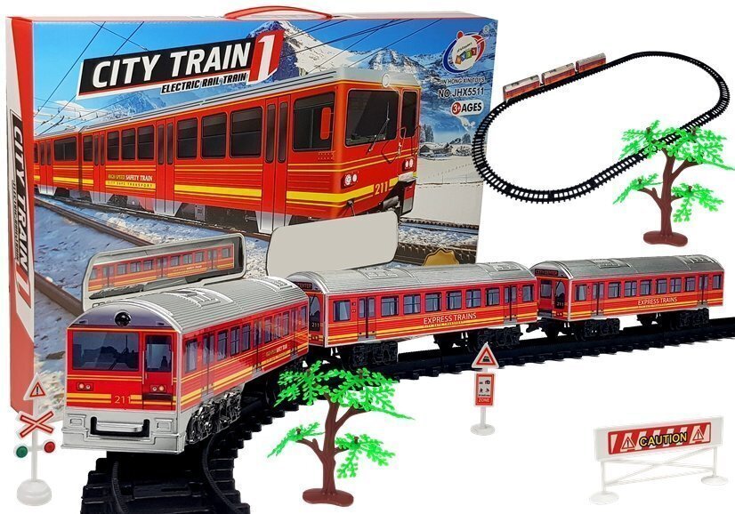 Sähköjuna kiskoilla "City Train", 28 osaa hinta ja tiedot | Poikien lelut | hobbyhall.fi