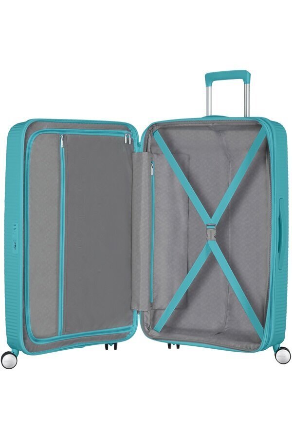 American Tourister lentolaukku Soundbox Spinner Turquise Tonic Expandable 55cm, vihreä hinta ja tiedot | Matkalaukut ja matkakassit | hobbyhall.fi