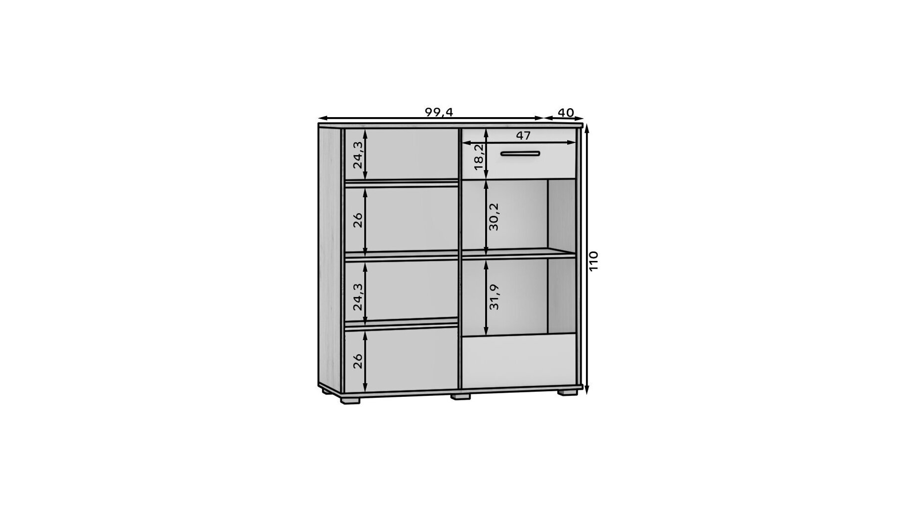 Lipasto ADRK 2D Atun, ruskea/valkoinen hinta ja tiedot | Lipastot | hobbyhall.fi