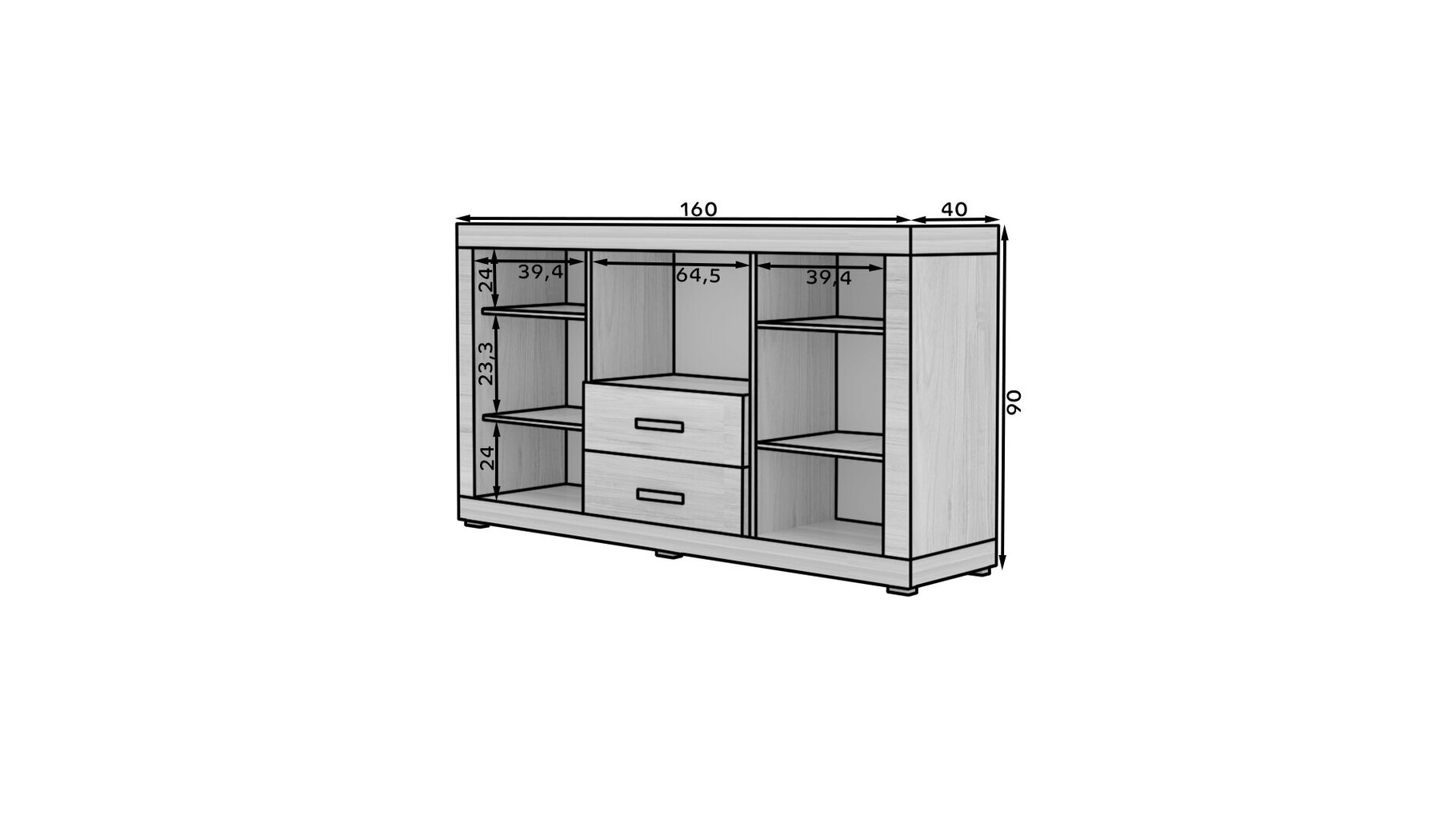 Lipasto ADRK Bahar, 160x40x90 cm, ruskea hinta ja tiedot | Lipastot | hobbyhall.fi