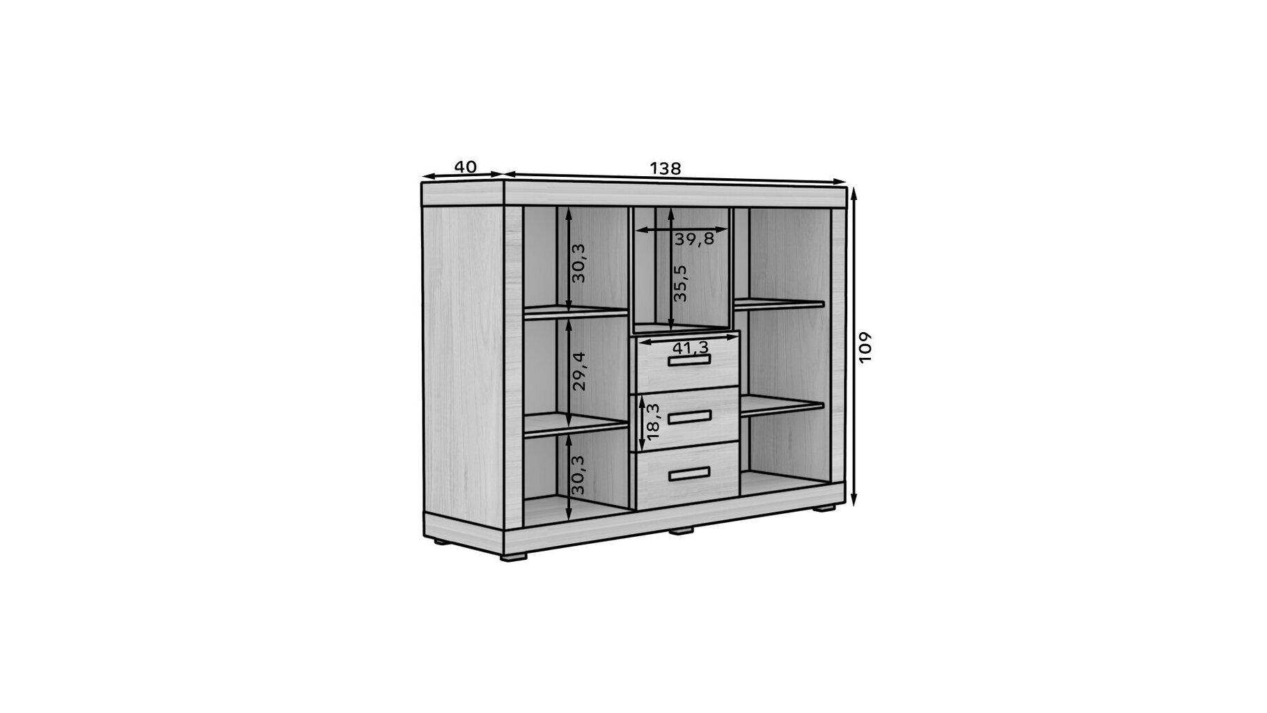 Komero ADRK Bahar, 138x40x109 cm, ruskea hinta ja tiedot | Lipastot | hobbyhall.fi