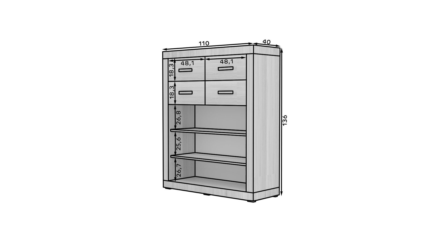 Lipasto ADRK Bahar, 110x40x136 cm, ruskea hinta ja tiedot | Lipastot | hobbyhall.fi