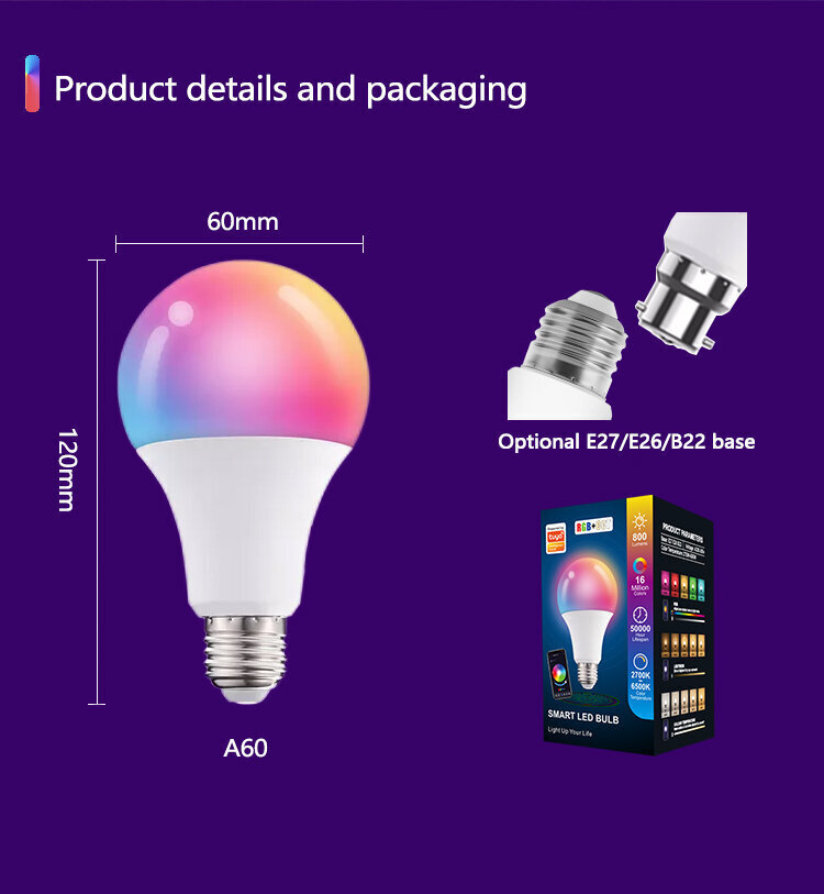 Moderni älykäs lamppu Smart Led Light Multi Color (2 kpl.) hinta ja tiedot | Lamput | hobbyhall.fi