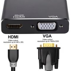DisplayPort to HDMI + VGA adapteris v1.4 / 4K@30Hz hinta ja tiedot | Adapterit | hobbyhall.fi