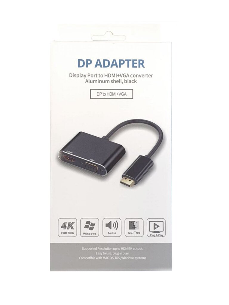 DisplayPort to HDMI + VGA adapteris v1.4 / 4K@30Hz hinta ja tiedot | Adapterit | hobbyhall.fi