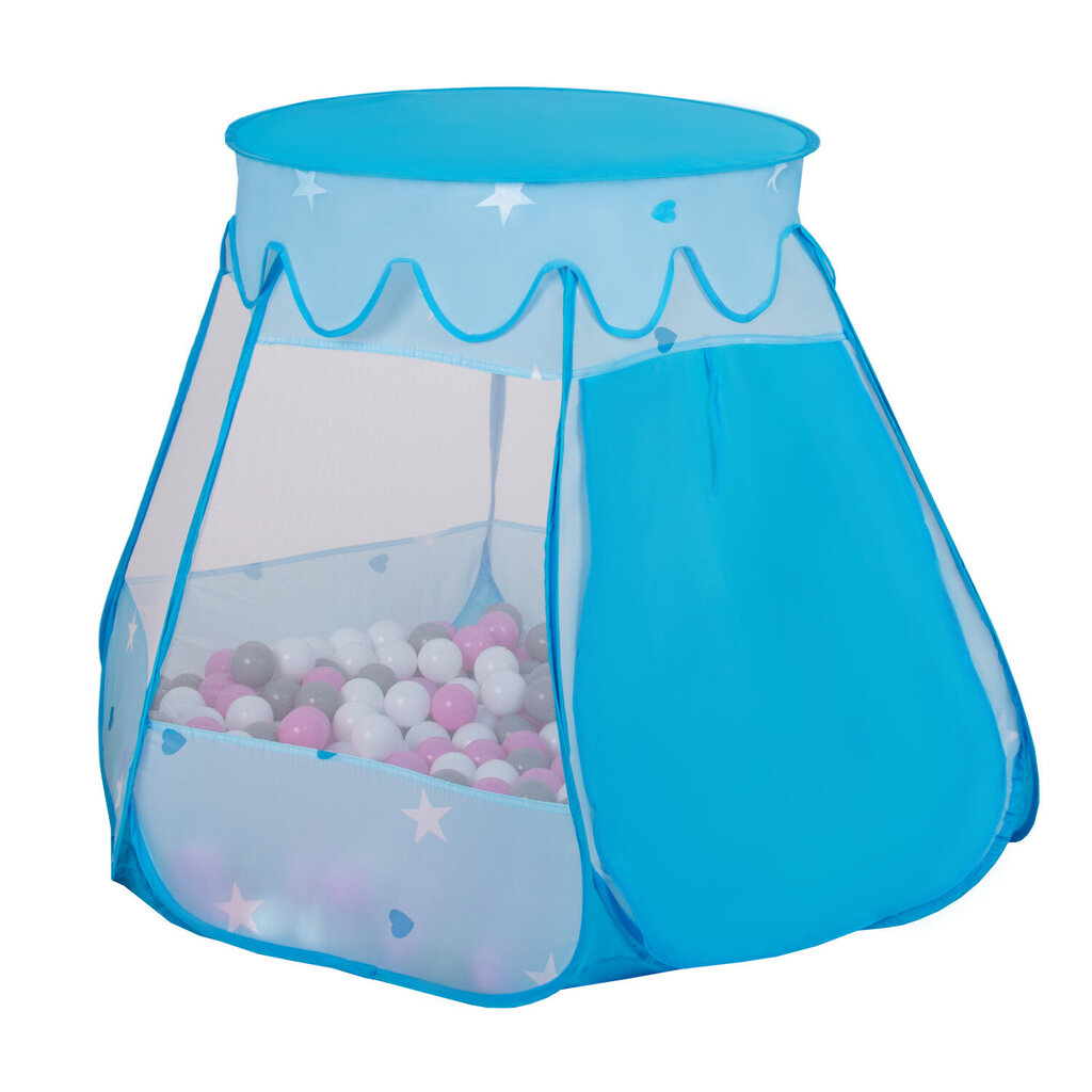 Selonis leikkiteltta 105x90cm/100 pallot linna talo pop up pallokoppa muovipallot lapsille, sininen:babyblue-blue-pearl hinta ja tiedot | Lasten leikkimökit ja -teltat | hobbyhall.fi