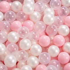 KiddyMoon 90x30cm/200 palloa ∅ 7cm vaahtomuovipalloallas, vaaleanharmaa:vaaleanpunainen/helmi/läpinäkyvä hinta ja tiedot | Vauvan lelut | hobbyhall.fi