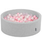 KiddyMoon 90x30cm/200 palloa ∅ 7cm vaahtomuovipalloallas, vaaleanharmaa:vaaleanpunainen/helmi/läpinäkyvä hinta ja tiedot | Vauvan lelut | hobbyhall.fi