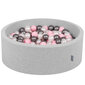 KiddyMoon 90x30cm/300 palloa vaahtomuovipallo, vaaleanharmaa:helmi/vaaleanpunainen/hopea/hopea hinta ja tiedot | Vauvan lelut | hobbyhall.fi